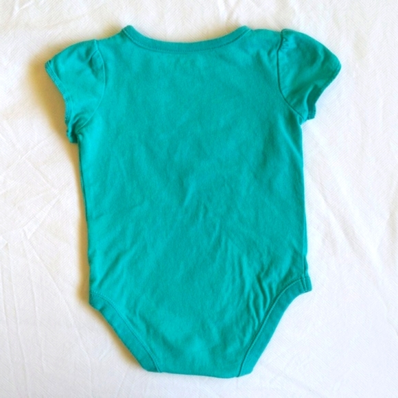 gymboree teal embroidered butterfly short sleeve bodysuit diaper shirt 3 months - Picture 5 of 5